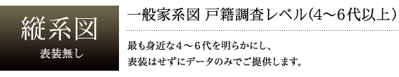 一般家系図　戸籍調査レベル(4〜6代以上) 最も身近な４～６代を明らかにし、表装はせずにデータのみでご提供します。